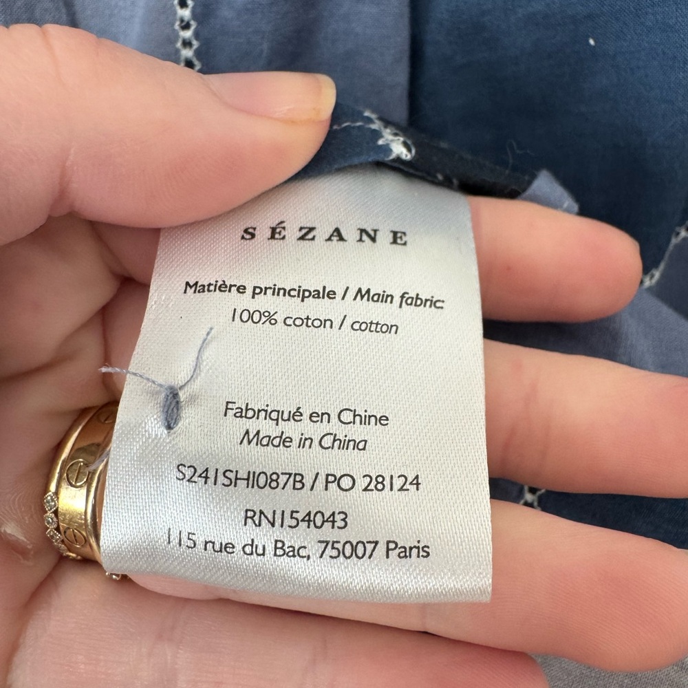 Sezane patch work button up long sleeve blouse - image 4